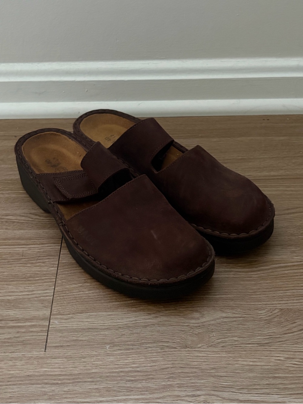 NAOT Brown Suede Leather Clogs